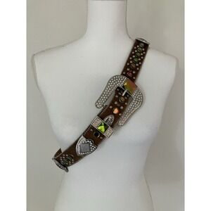 Atlas Hair On Hide Blinged Out Western Belt Size XL